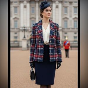 Sonja Morgan blazer Red Plaid tartan Tweed Fringe ASO Heritagecore preppy money